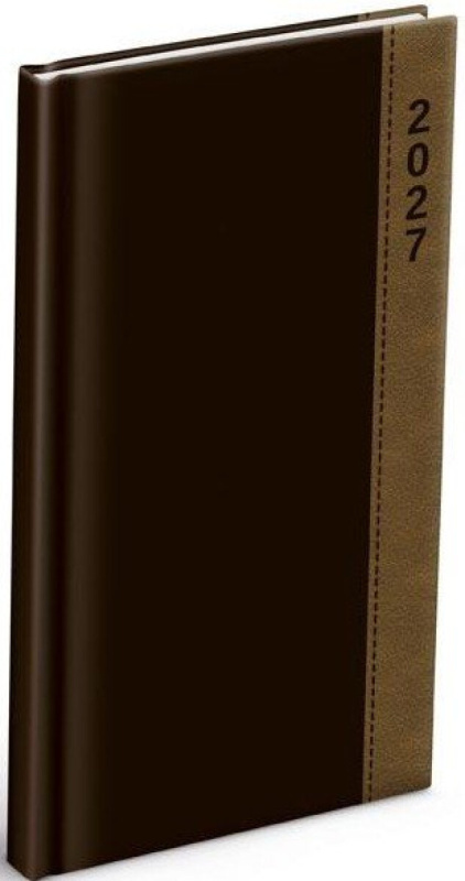 Týdenní diář 2027 MFP 90x170mm T806 PU tmavě hnědý-béžový