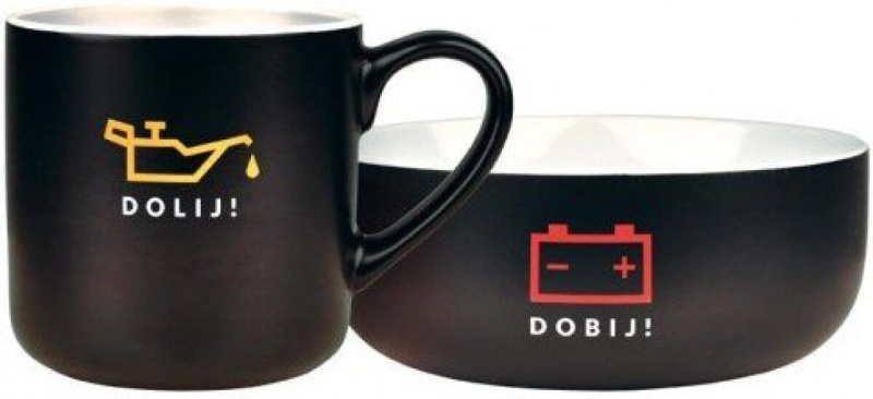 Sada miska a hrnek - humorný motiv „Dolij!“ a „Dobij!“