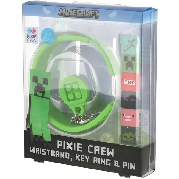 Pixie Crew Minecraft set 3v1 – náramek, klíčenka a odznáček