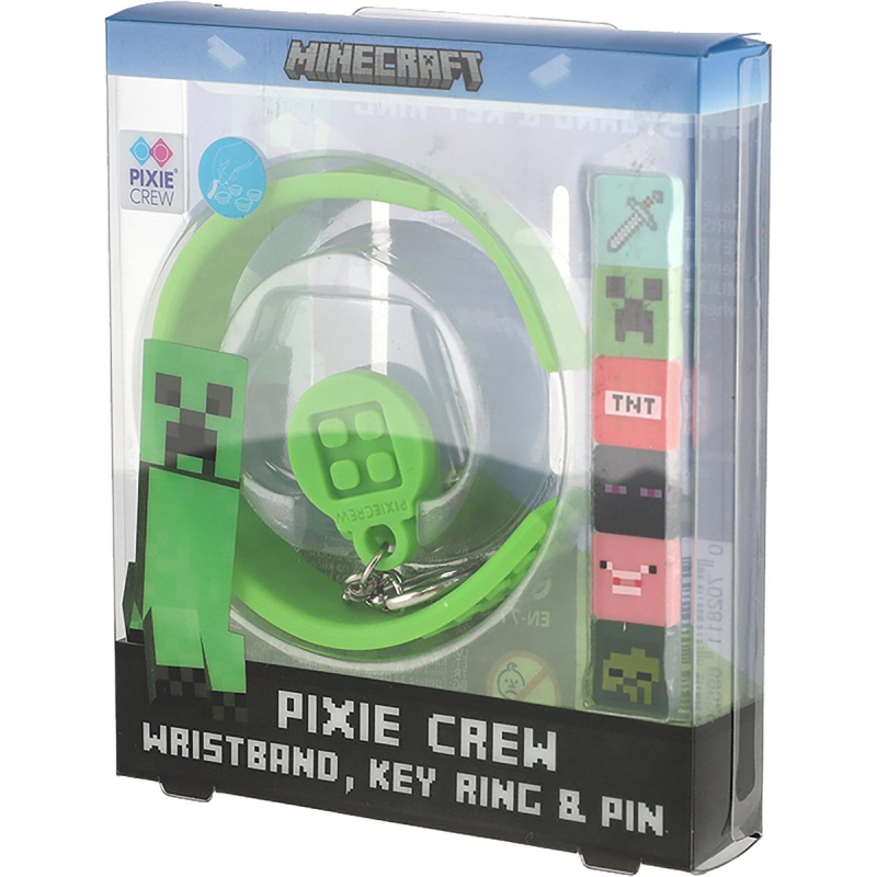 Pixie Crew Minecraft set 3v1 – náramek, klíčenka a odznáček