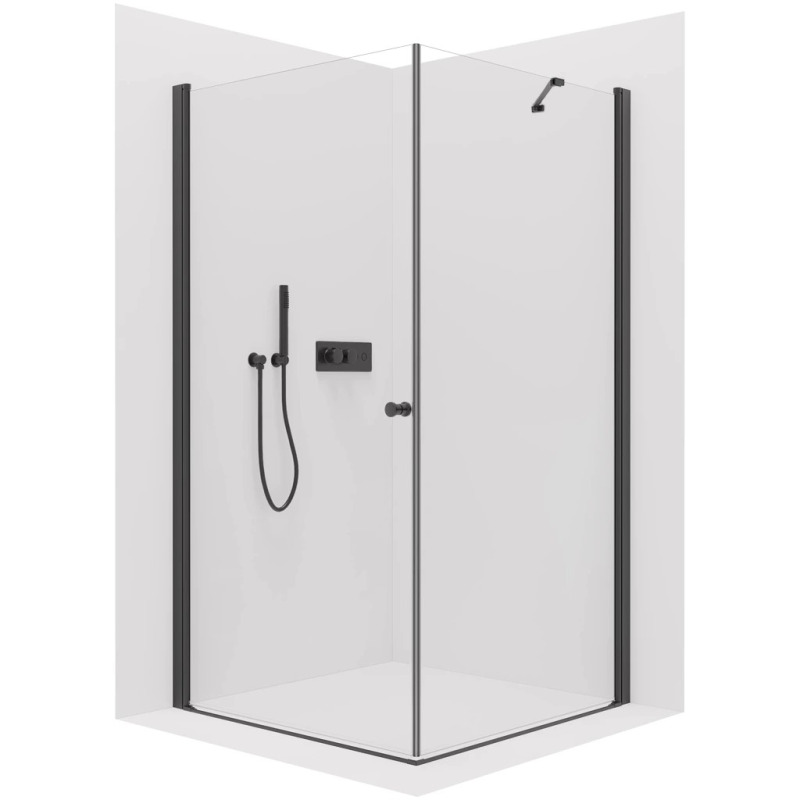 Sprchový kout Antelo L/P - 6 mm - černá matná, transparentní sklo - 100x90x190 cm - otočný