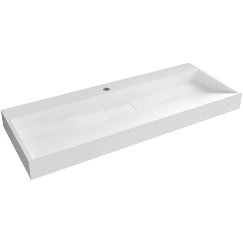 Umyvadlo z litého mramoru Vita - nástěnné i na desku - otvor pro baterii - bílá matná - 100x46 cm