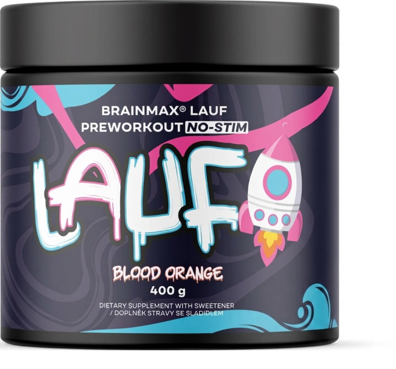 BrainMax Lauf Preworkout NO-STIM 400 g - červený pomeranč