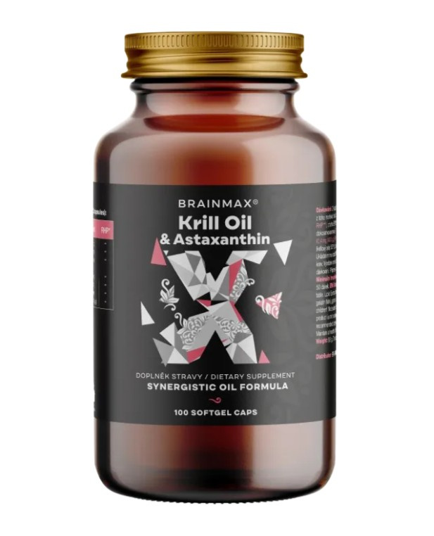 BrainMax Krill Oil s astaxanthinem 500 mg 100 softgel kapslí