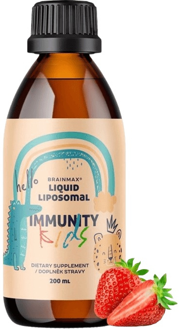 BrainMax Lipozomální Komplex Vitamínů pro děti na imunitu, Jahoda, 200 ml