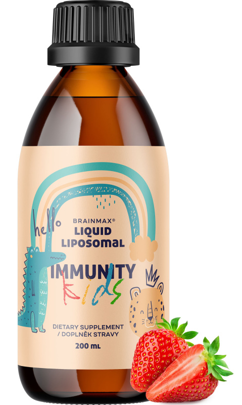 BrainMax Lipozomální Komplex Vitamínů pro děti na imunitu, Jahoda, 200 ml