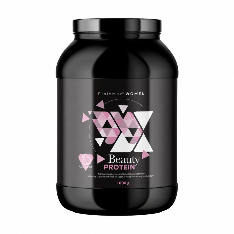 BrainMax Women Beauty Protein, S kolagenem a keratinem, 1000 g Příchuť: Kokos