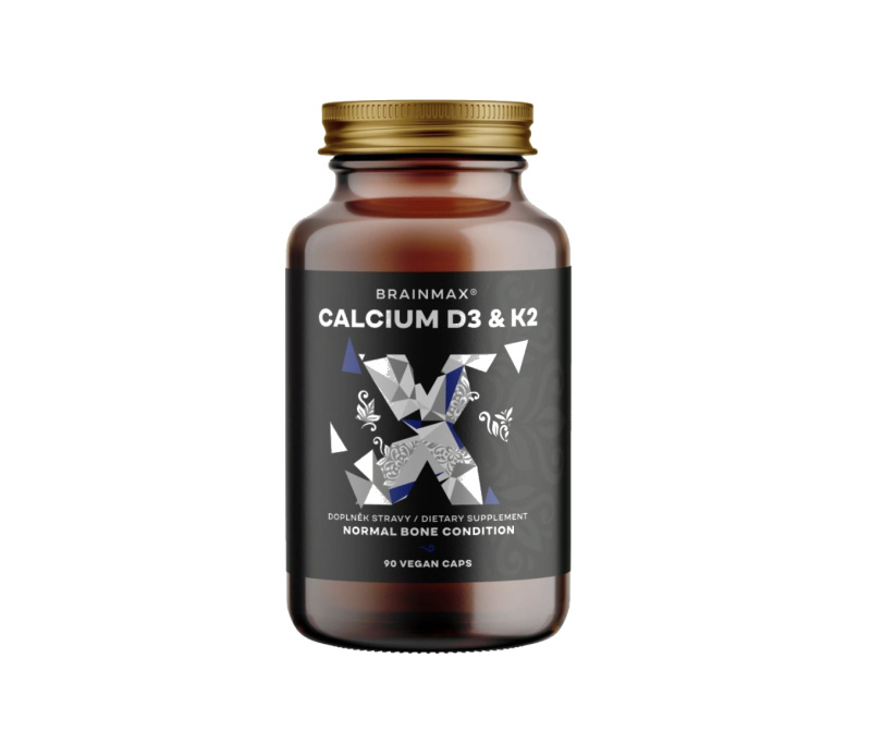 BrainMax Calcium D3 & K2 vápník s vitamínem D3 & K2 90 rostlinných kapslí