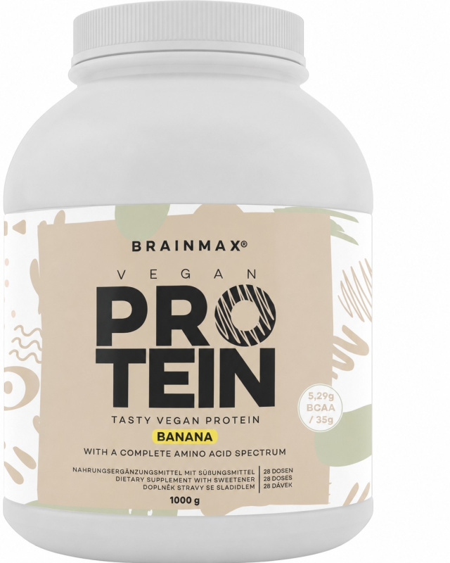 BrainMax Vegan protein Banán, 1000 g
