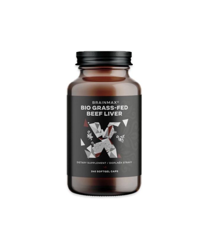 BrainMax Grass-Fed Beef liver, hovězí játra, BIO, 240 kapslí