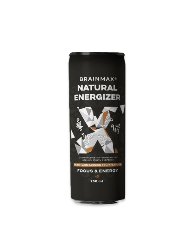 BrainMax Natural Energizer, energetický drink, různé druhy, 250 ml Příchuť: Broskev, marakuja