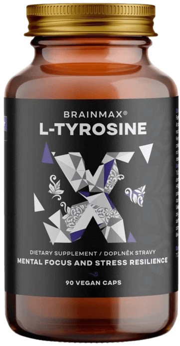 BrainMax L-Tyrosine, L-tyrosin, 750 mg, 90 rostlinných kapslí