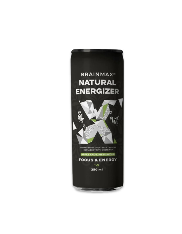 BrainMax Natural Energizer, energetický drink, různé druhy, 250 ml Příchuť: Jablko, limetka