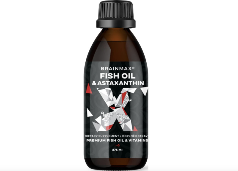 BrainMax Fish Oil & Astaxanthin, Super Omega 3, 3000 mg DHA a EPA, 275 ml