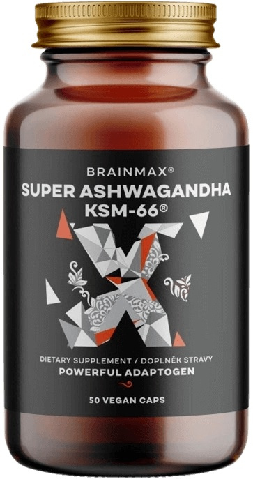 BrainMax Super Ashwagandha extrakt KSM-66® 50 rostlinných kapslí