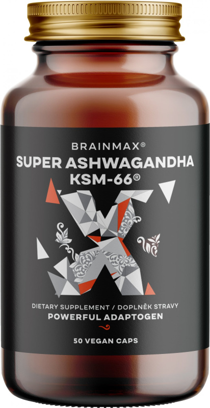 BrainMax Super Ashwagandha extrakt KSM-66® 50 rostlinných kapslí