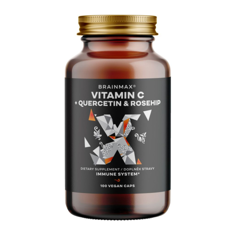BrainMax Vitamin C & Quercetin, Rose Hip, 100 rostlinných kapslí