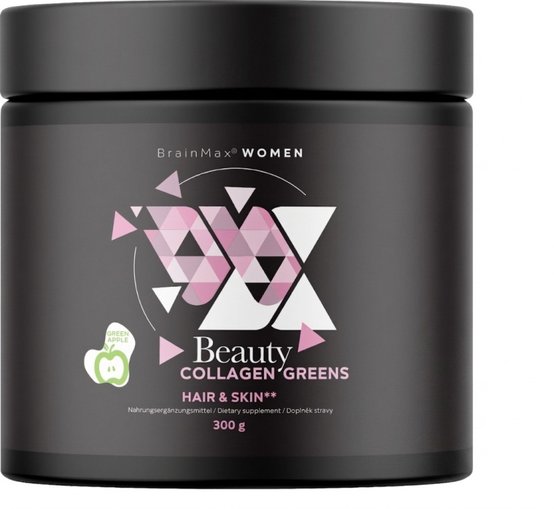BrainMax Women Beauty Collagen Greens 300 g - zelené jablko