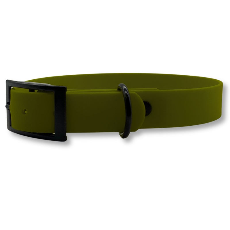 PafDog® Voděodolný gumový obojek pro psy OLIVOVĚ ZELENÝ - šířka 2,5cm PAF-967