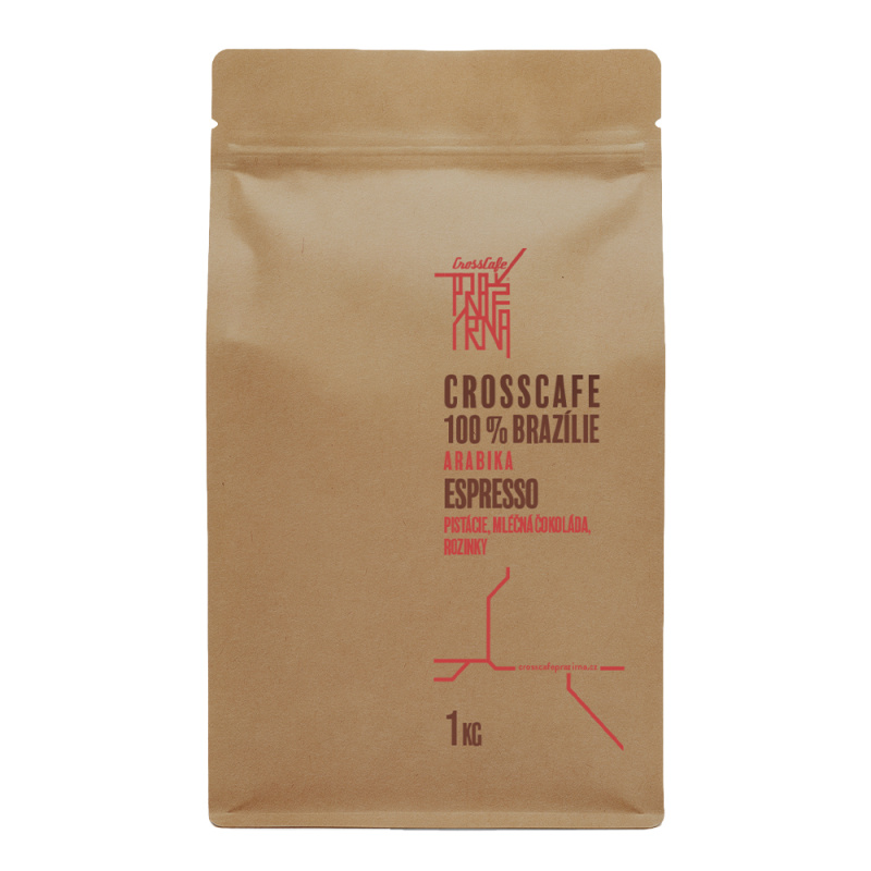 CrossCafe Pražírna 100% Brazil 100% Arabica zrnková káva 1 kg