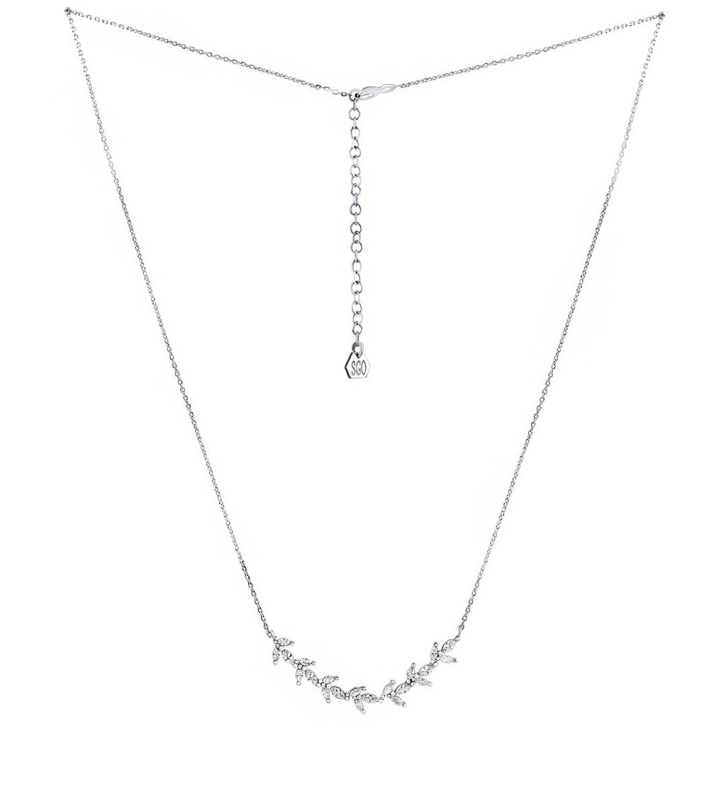 Silvego Stříbrný náhrdelník Zoe s přívěskem ve tvaru lístků s Brilliance Zirconia MSS175N