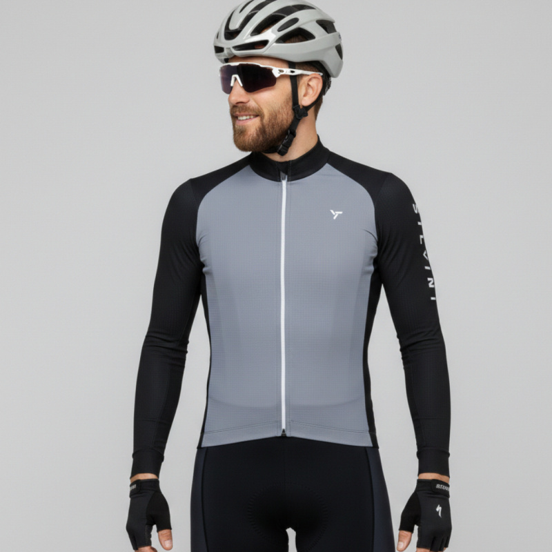 Pánský cyklo dres silvini saisero šedá/černá m