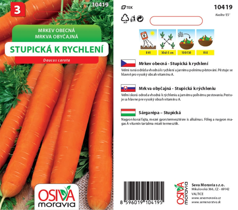 Semínka Mrkev obecná Stupická k rychlení (Daucus carota)