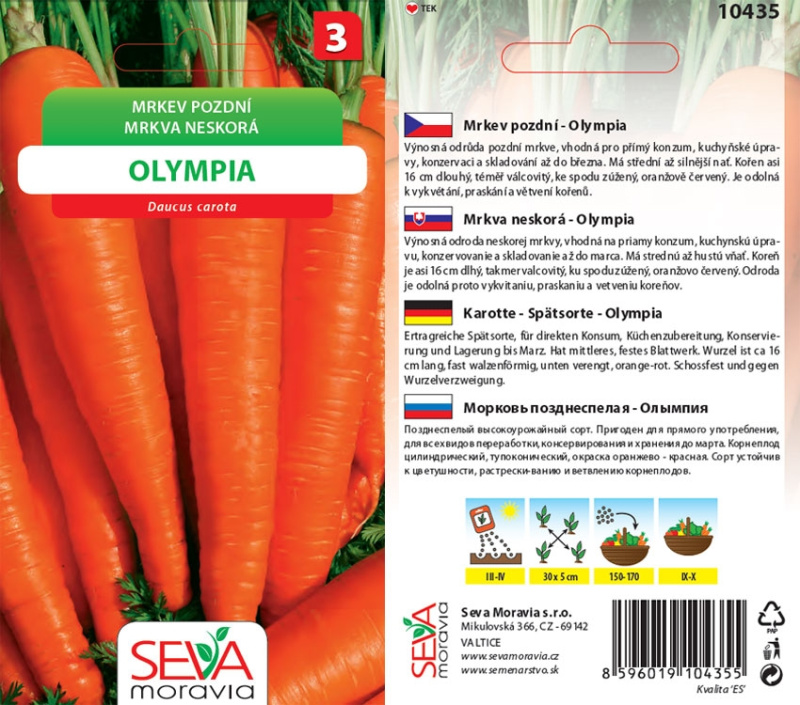 Semínka Mrkev pozdní Olympia (Daucus carota L.)