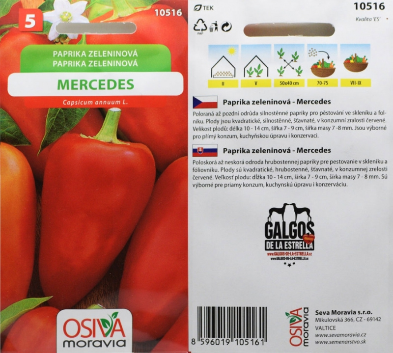 Semínka Paprika zeleninová Mercedes (Capsicum annuum L.)