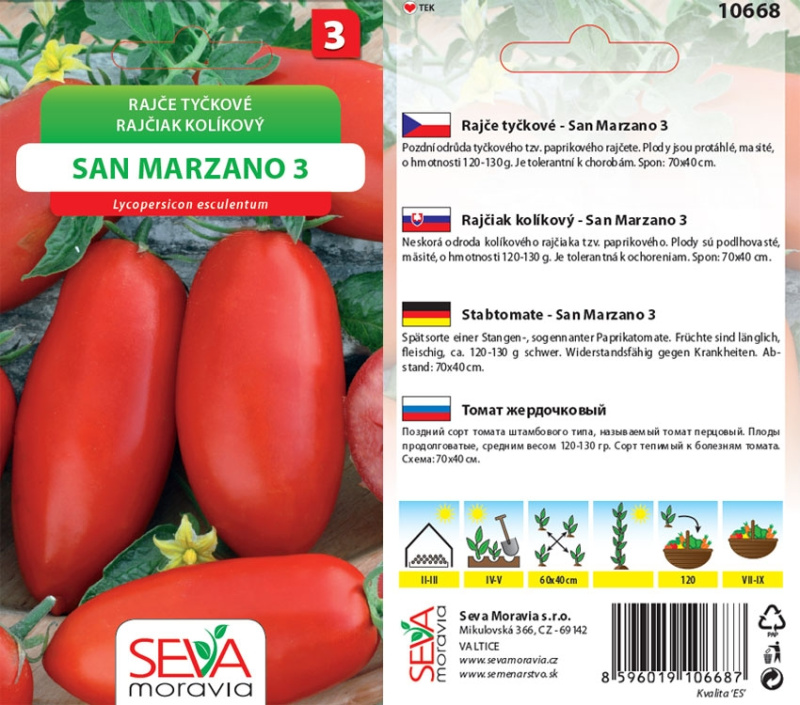 Semínka Rajče tyčkové San Marzano 3 (Solanum lycopersicum)
