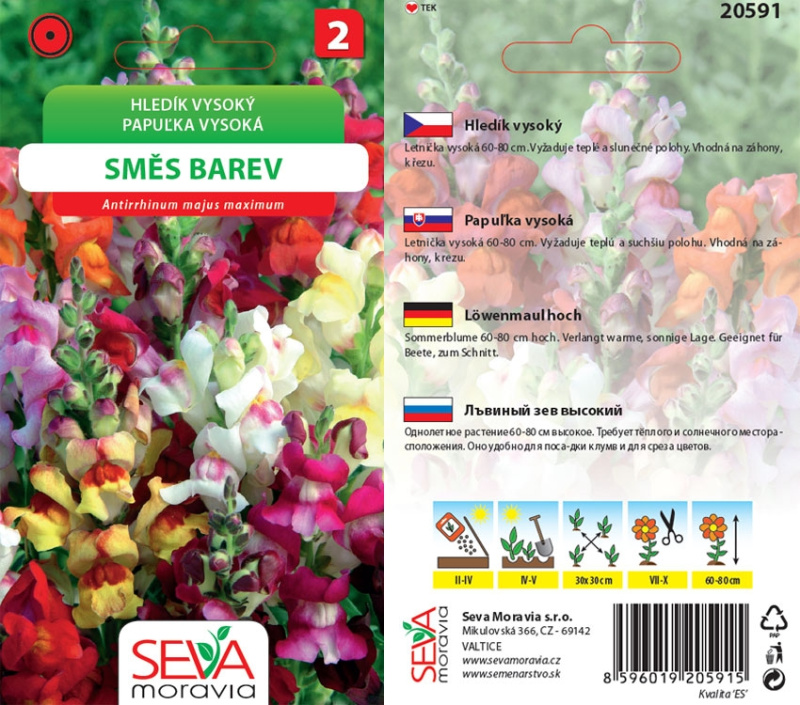 Semínka Hledík vysoký směs barev (Antirrhinum majus maximum)