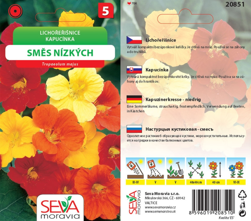 Semínka Lichořeřišnice směs nízkých (Tropaeolum majus)