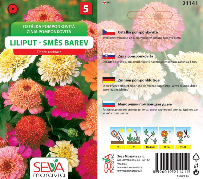 Semínka Ostálka Pompónkovitá - Lilliput - směs (Zinnia elegans)