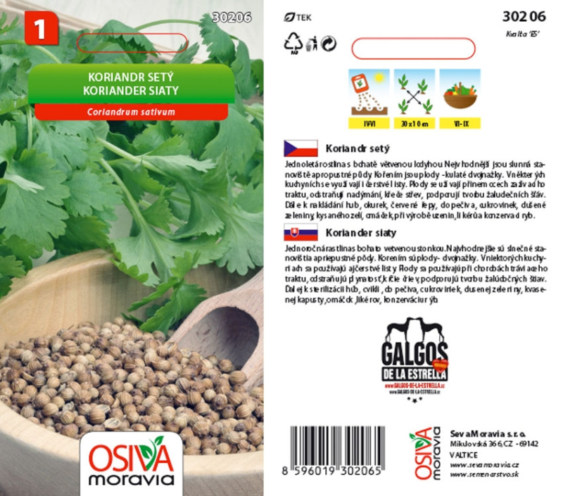 Semínka Koriandr setý (Coriandrum sativum)