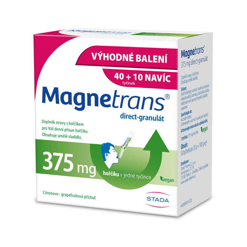 Magnetrans 375mg 40+10 tyčinek granulátu Promo 2024