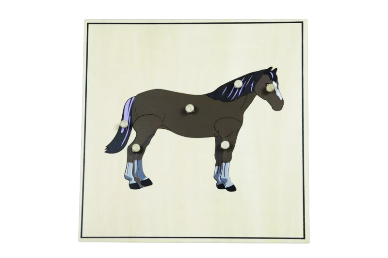 Puzzle s kostrou - kůň Montessori