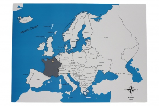 Puzzle - mapa Evropa - bez rámečku Montessori