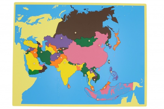 Puzzle - mapa Asie - bez rámečku Montessori