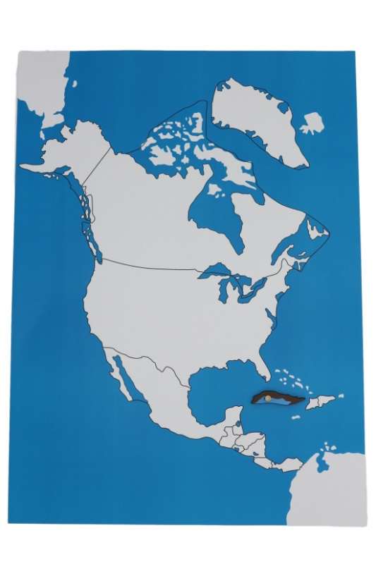 Kontrolní mapa - Severní Amerika Nová - bez popisků Montessori