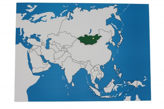 Kontrolní mapa - Asie Nová - bez popisků Montessori
