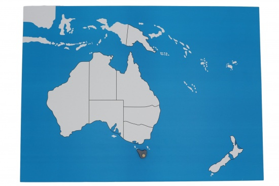 Kontrolní mapa - Australie Nová - bez popisků Montessori