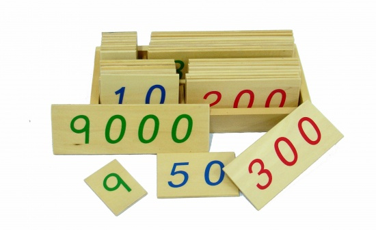 Malé dřevěné karty s čísly 1-9000 Montessori