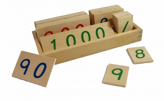 Malé dřevěné karty s čísly 1-3000 Montessori