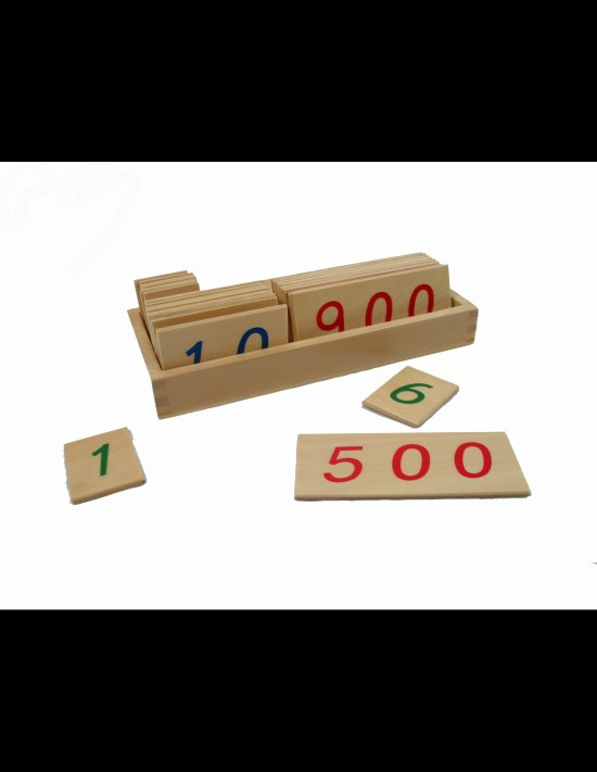 Malé dřevěné karty s čísly 1-1000 Montessori