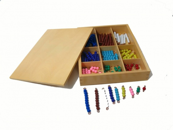 Korálky k Barevné tabuli pro násobení víceciferným činitelem Montessori