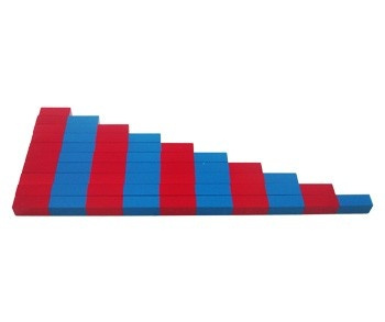 Červeno-modré tyče - zmenšená verze Montessori