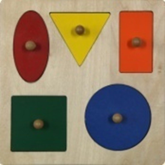 5 geometrických tvarů na desce Montessori