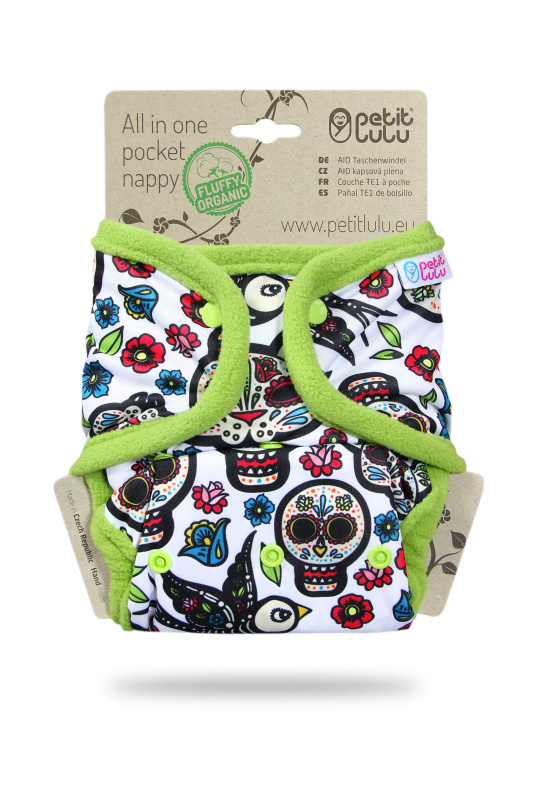 Petit Lulu s.r.o. Mexické lebky (na bílé) - All In One kapsová plena pat