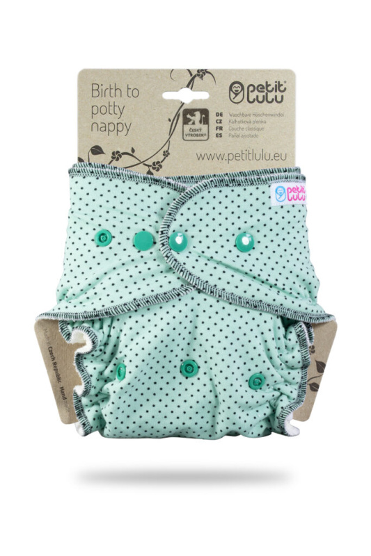 Petit Lulu s.r.o. Puntíky černé malé (mint) - kalhotková plena pat