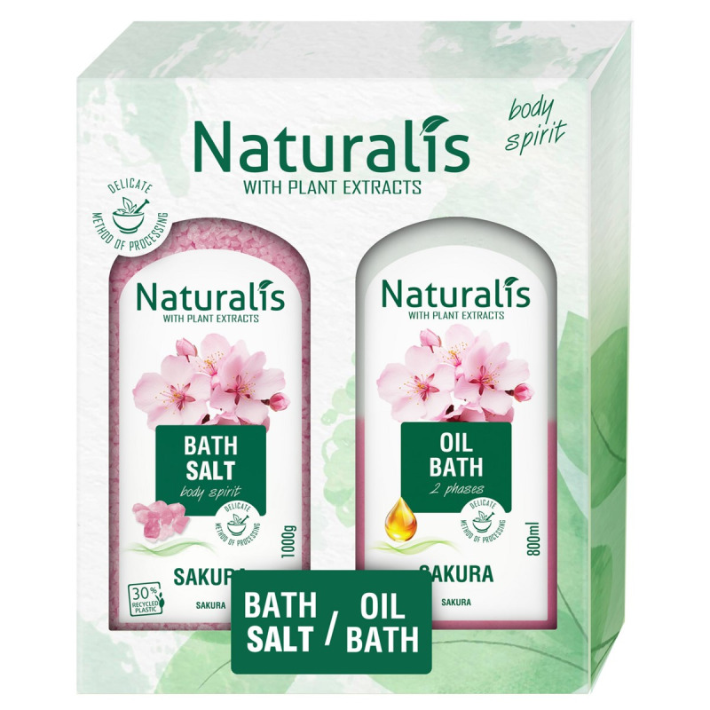 Naturalis Sakura dárková sada (koupelová sůl 1 kg  olej do koupele 800 ml)